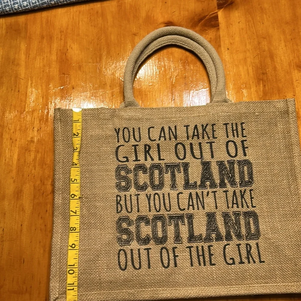 ‘You Can Take the Girl‎ Out of Scotland…’ Burlap Tote Bag